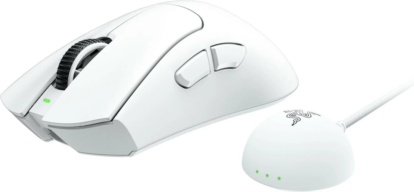 Maus Razer DeathAdder V4 Pro, wireless & USB-C, 45K DPI, 6 taste, i bardhë