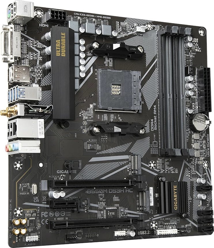 Pllakë amë Gigabyte B550M DS3H AC, Socket AM4, micro ATX, DDR4