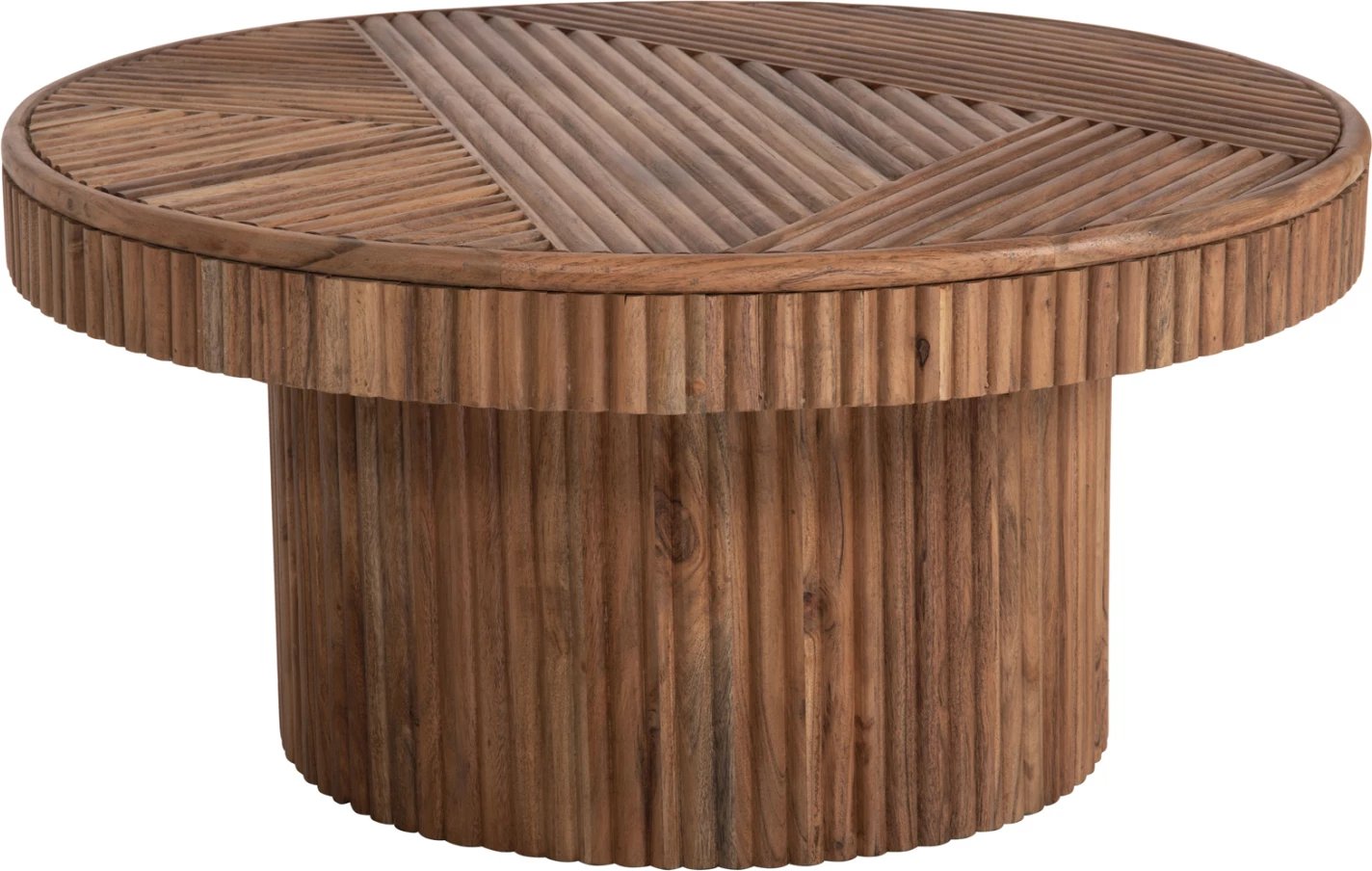 Tavolinë kafeje rrethore RANNE, dru akacie, ngjyrë natyrale, Φ80x38H cm