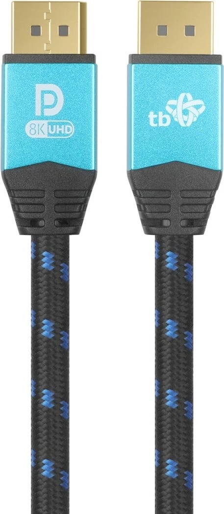 Kabllo DisplayPort TB 2.1, 2m, Blu, për gaming