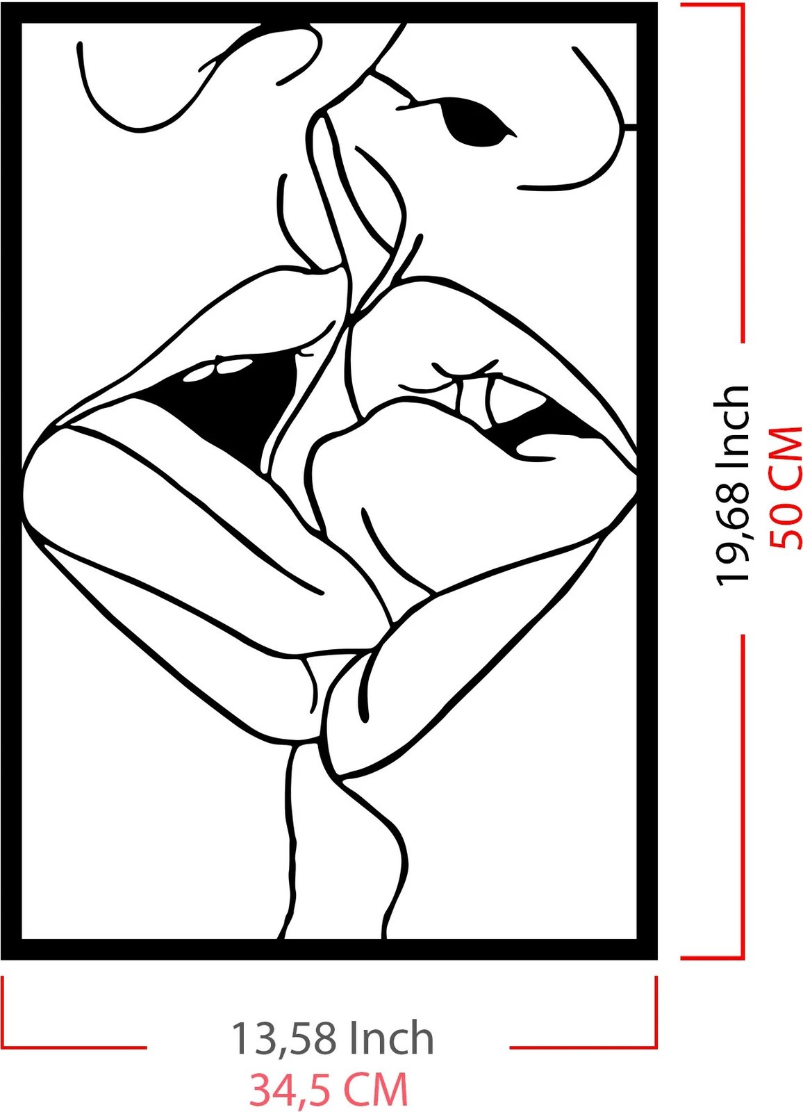 Aksesor dekorativ metalik për mur, Wallity, Kiss Me 2