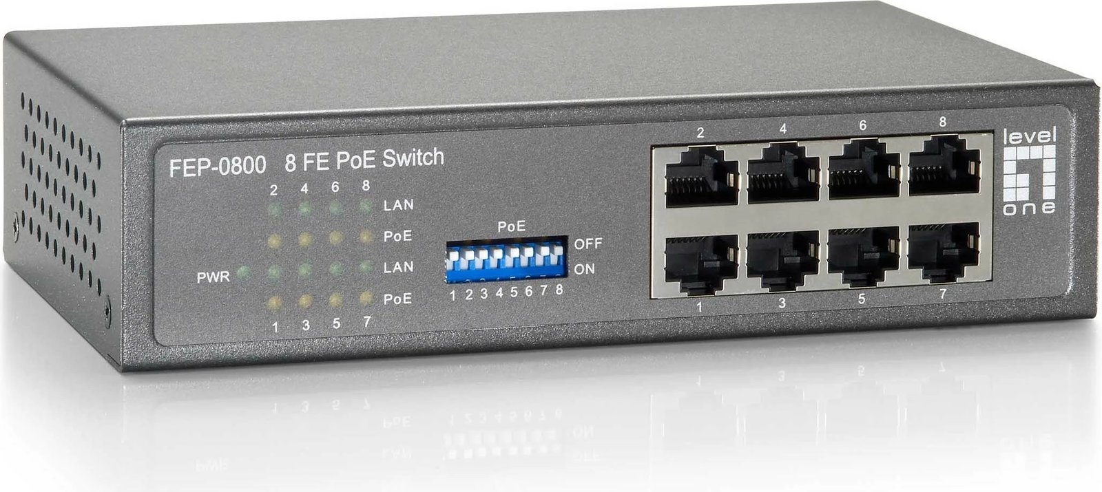 Switch LevelOne FEP-0800, 8 porte, Fast Ethernet, PoE, 90W