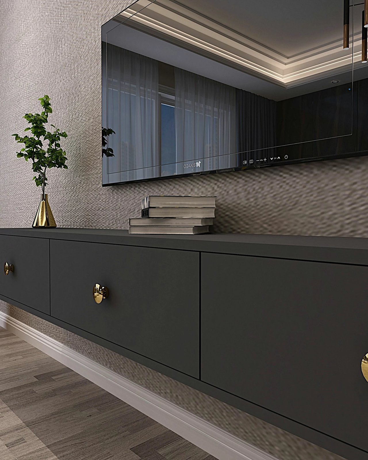 Komodë TV, ngjyrë antracit, Zuzu 180, Skye Decor