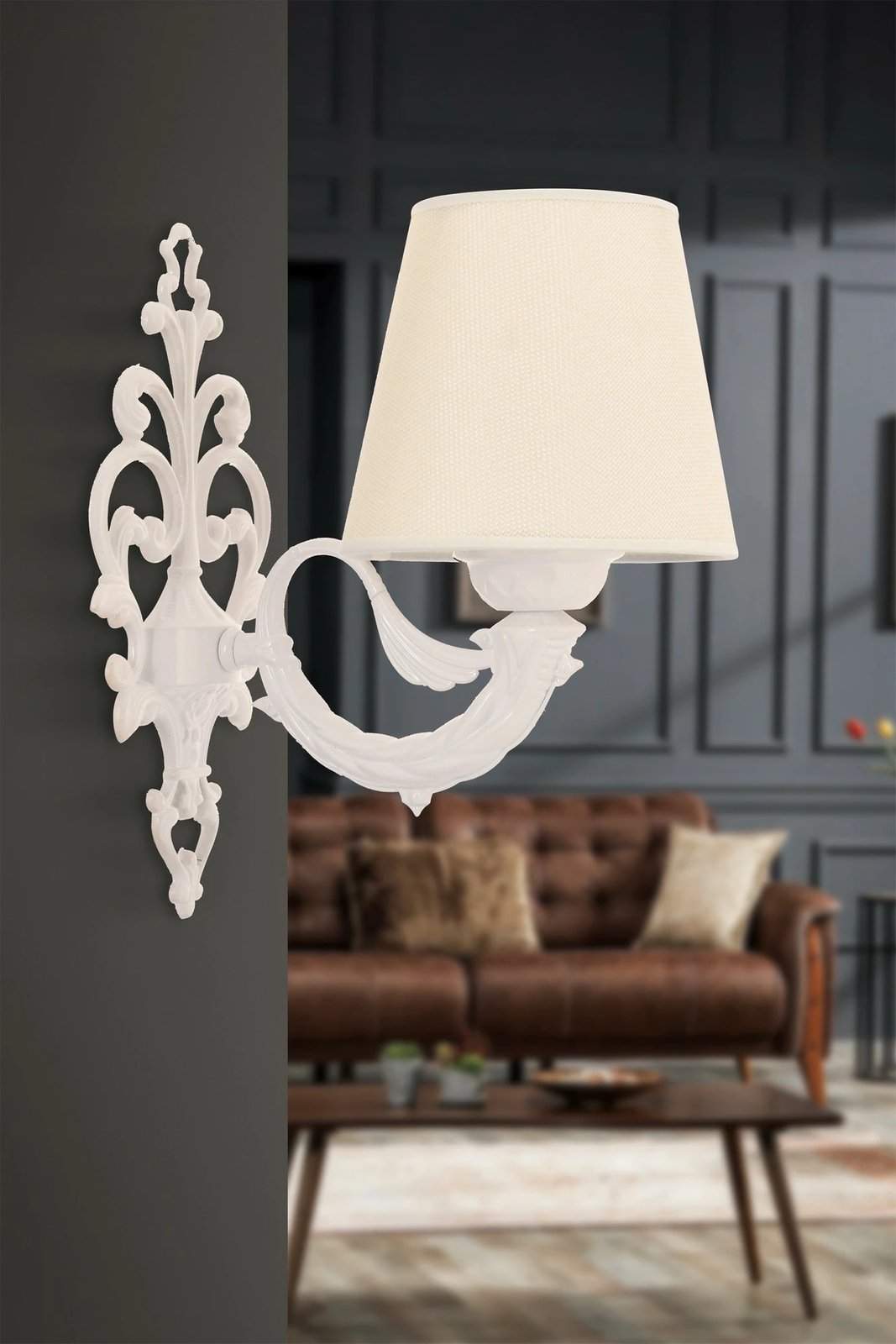 Llambë muri Opviq, ngjyrë krem dhe e bardhë