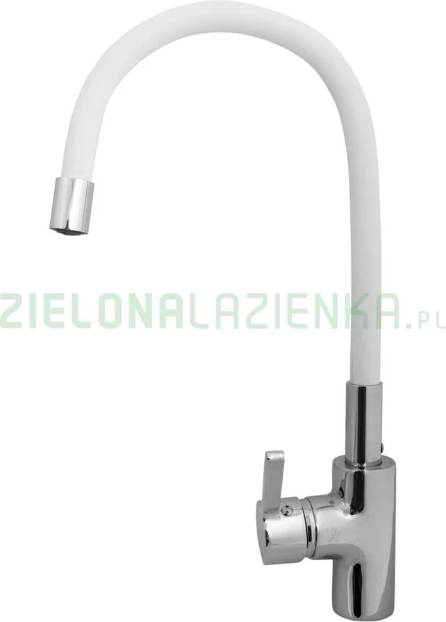 Rubinet kuzhine PYRAMIS 090919538, një levë, gryka tërheqëse, krom/bardhë