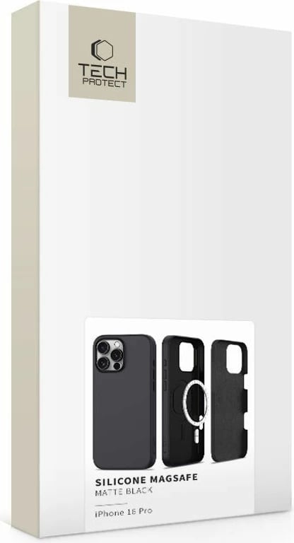 Mbështjellës Tech-Protect Silicone MagSafe për iPhone 16 Pro, i zi