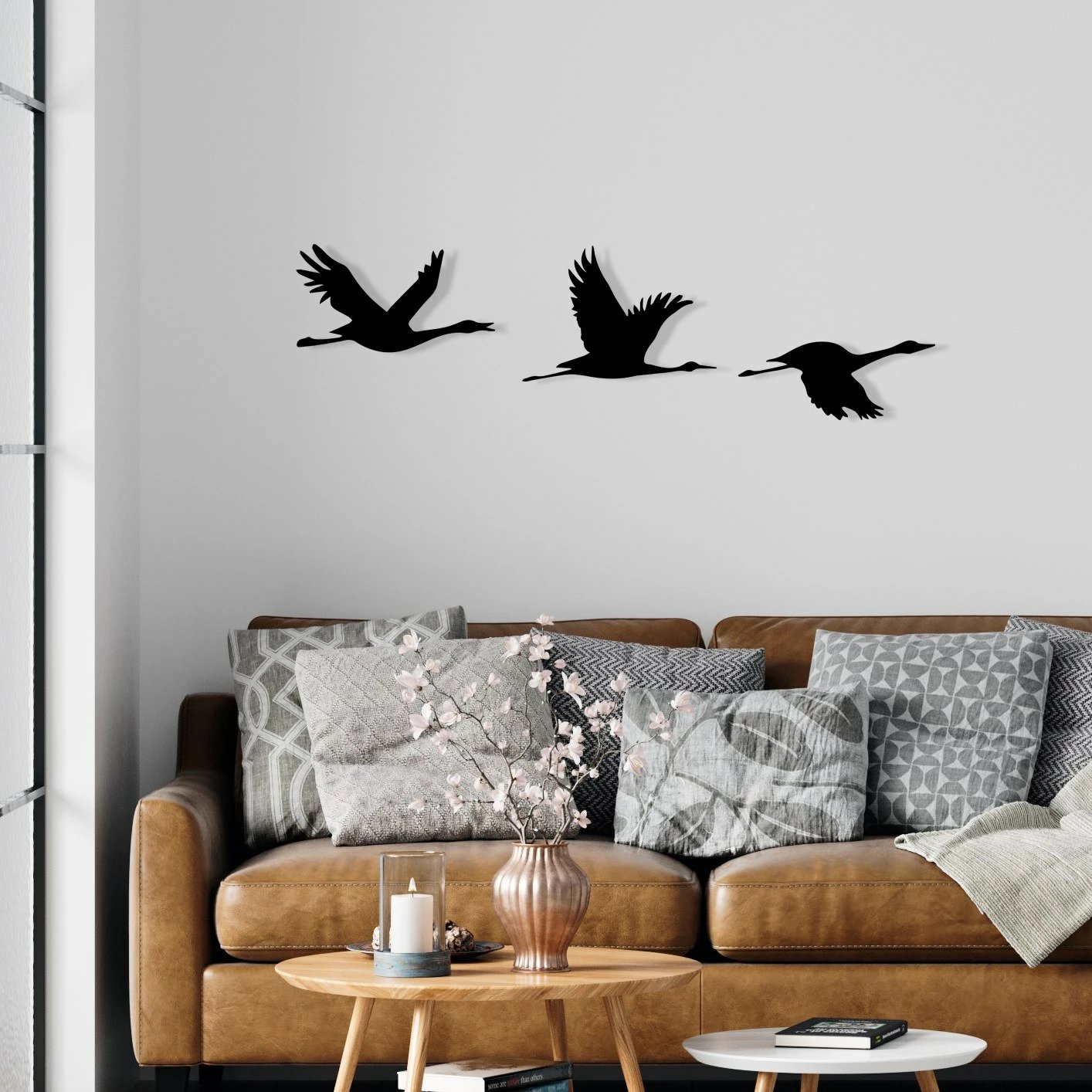 Aksesor muri dekorativ prej metali, Wallity, Mallard, 3 copë, ngjyrë e zezë