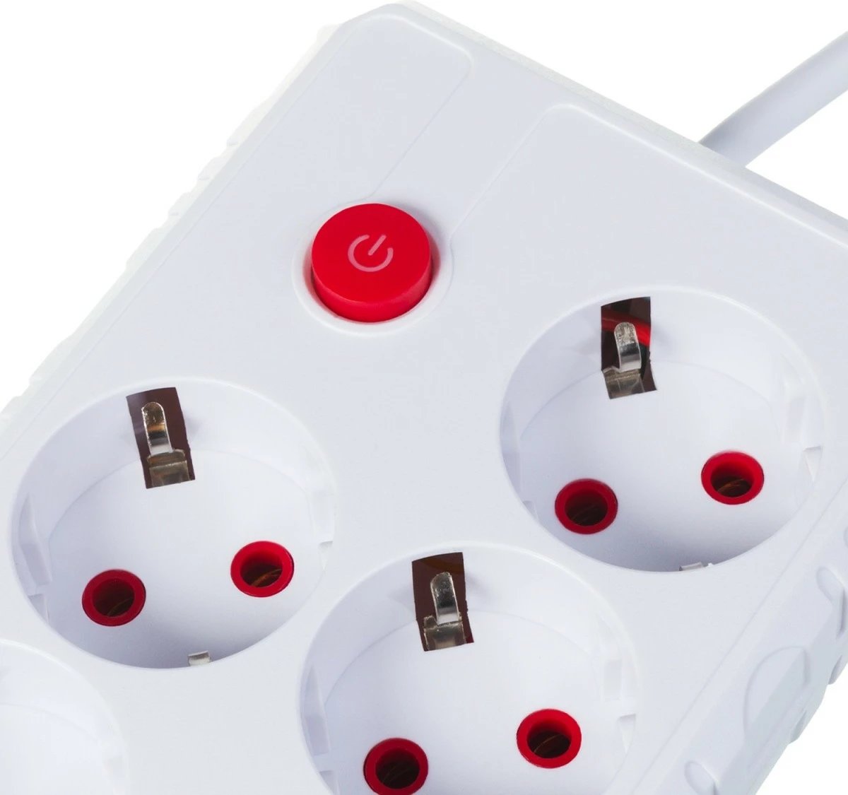 Zgjatues elektrik Maclean MCE392 W, 4 priza Schuko, 3x USB, 2500W, 110-240V, kabllo 1.5m, me çelës, e bardhë