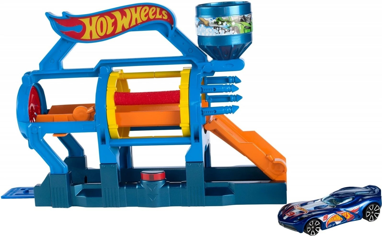 Set lodrash Hot Wheels Turbo Wash FJN34/FJN35, plastikë, me makinë lodër, shumëngjyrësh