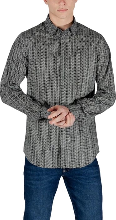 Këmishë për meshkuj Armani Exchange, e zezë