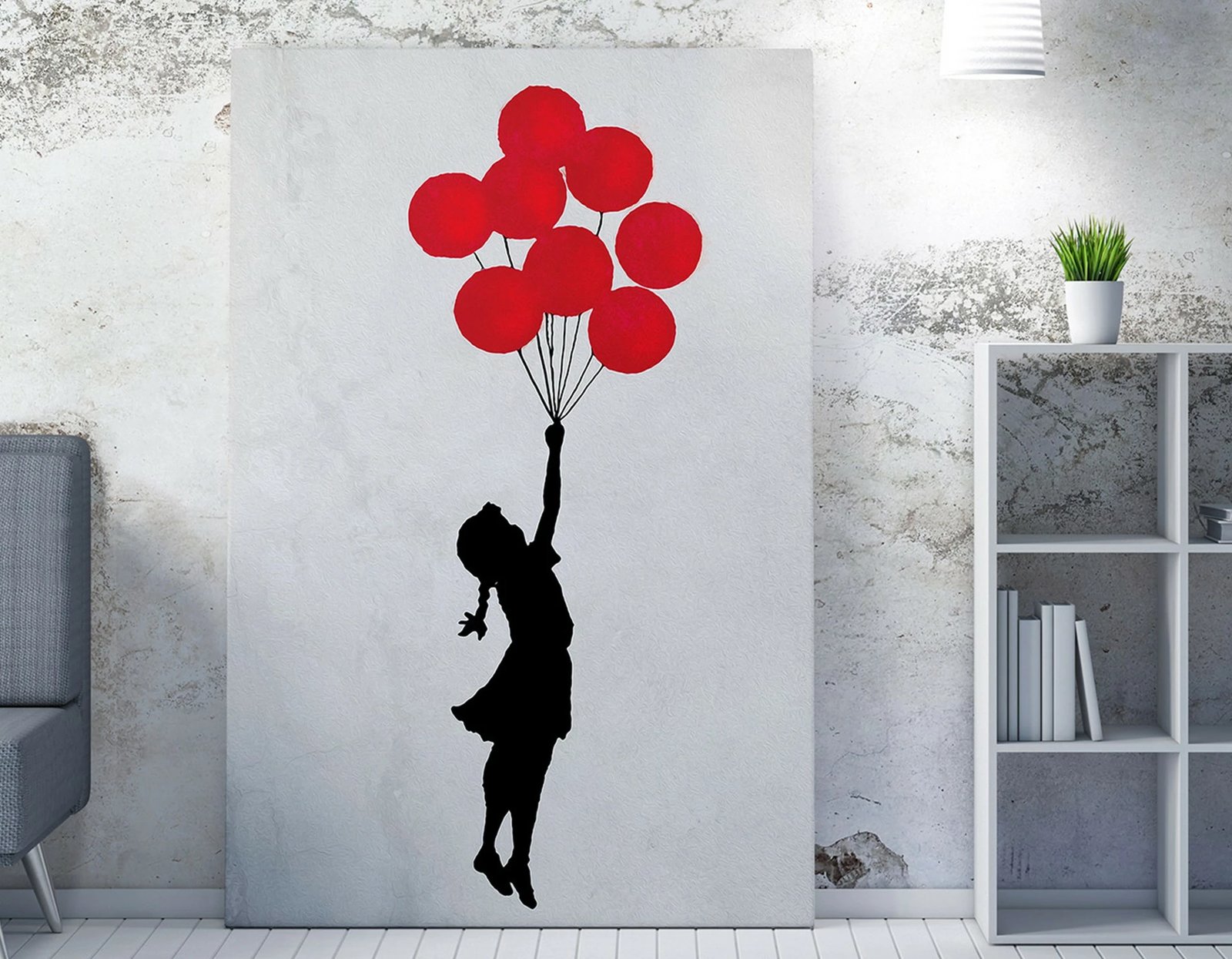 Pikturë dekorative në kanavacë, Flying Balloon Girl, shumëngjyrëshe, WY63, 50x70cm