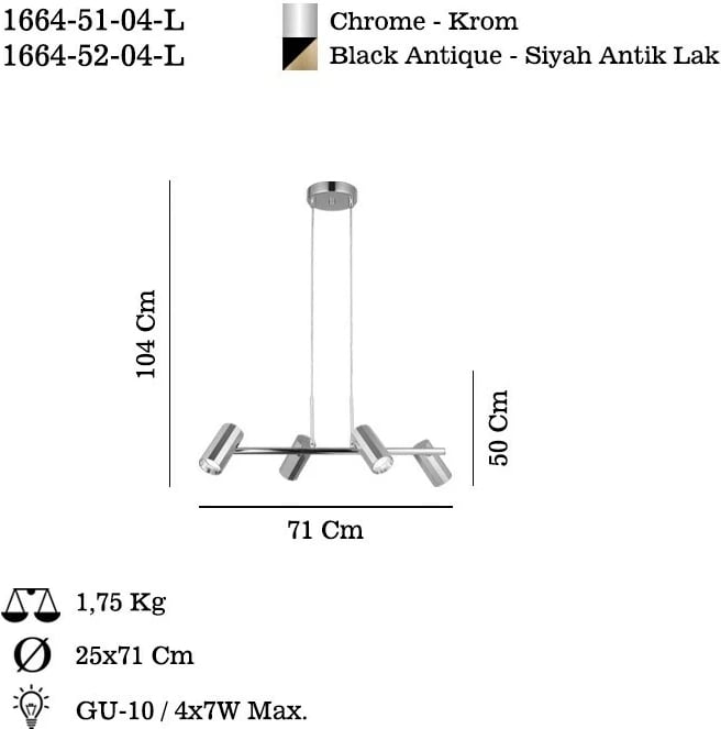 Llambadar Opviq, Oktano, krom, 51-04-L