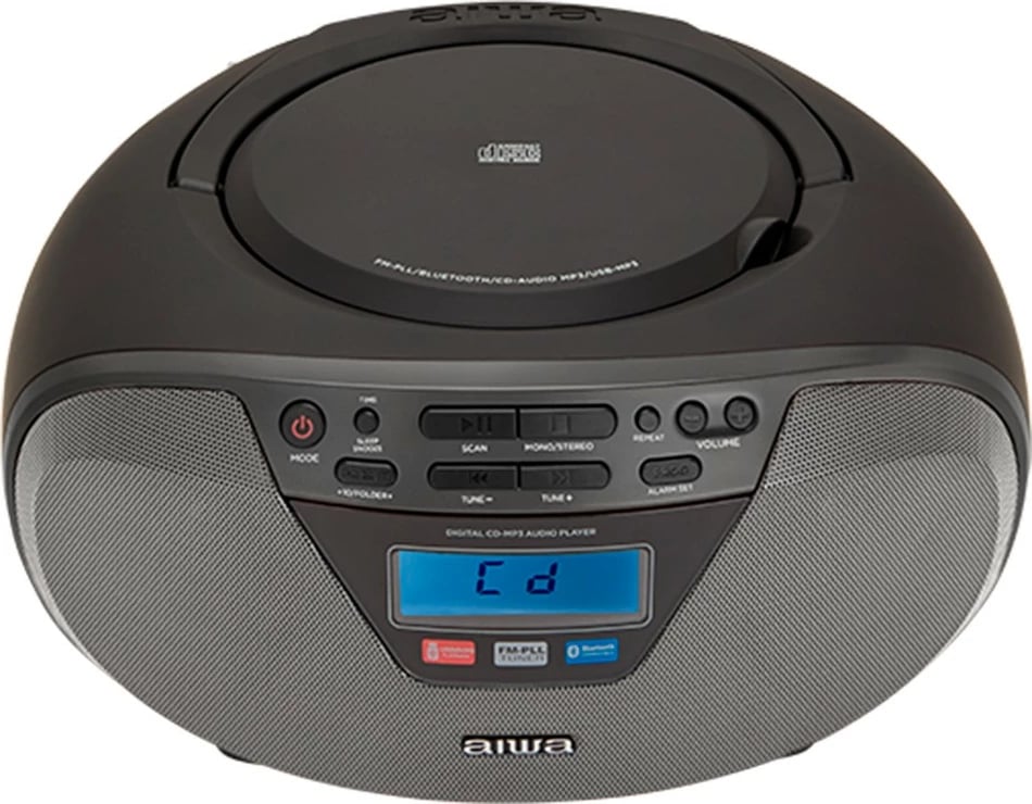 Boombox AIWA BBTU-400BK, CD/MP3, Bluetooth, USB, FM radio, E zezë/Gri