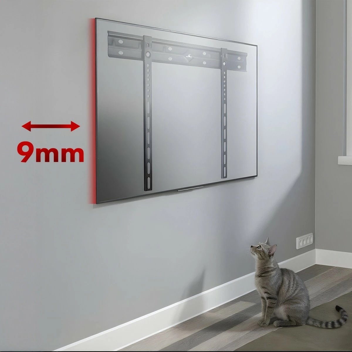 Mbajtës muri ultra i hollë për TV Maclean MC-123, VESA 600x400, deri 80kg, i zi