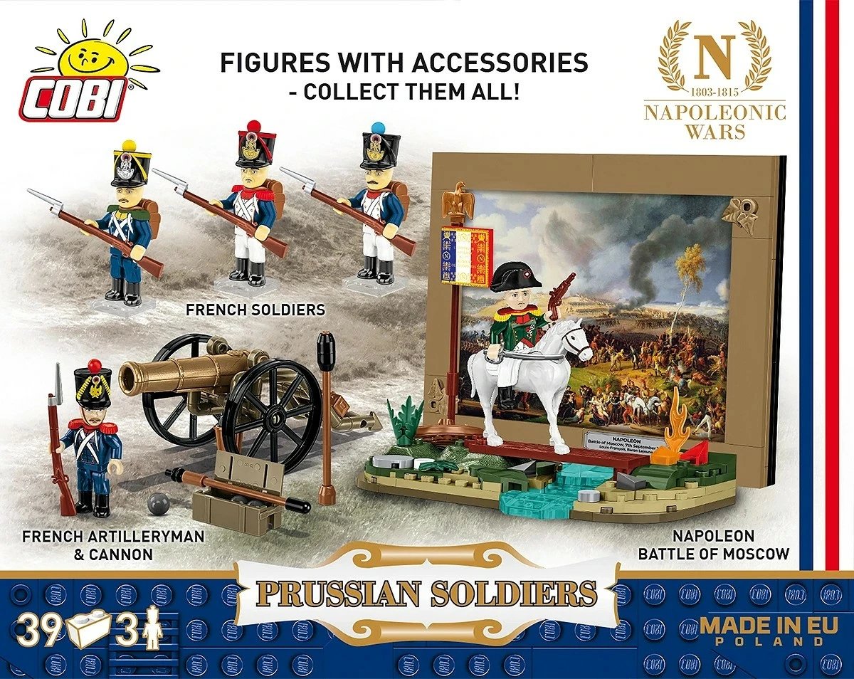 Set blloqe ndërtimi, Cobi, Prussian Soldiers COBI-20094, 39 pjesë, 3 figura, seria Napoleonic Wars