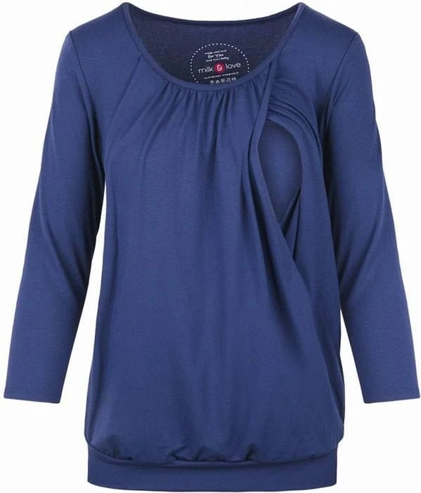 bluzë shtatzënie dhe gjidhënie, milk & love, Kangaroo, viskozë elastike 92%/8% elastan, mëngë 7/8, madhësi XL, blu