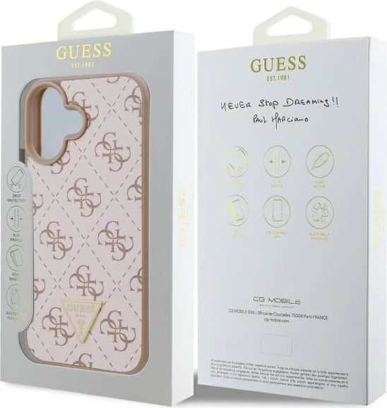 Mbështjellës Guess 4G Triangle për iPhone 16, Bardhë Mbështjellës Guess 4G Triangle për iPhone 16, Bardhë