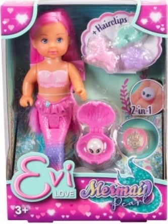 Kukull sirenë Evi Love Pearl, Simba, 12 cm, me aksesorë, për vajza