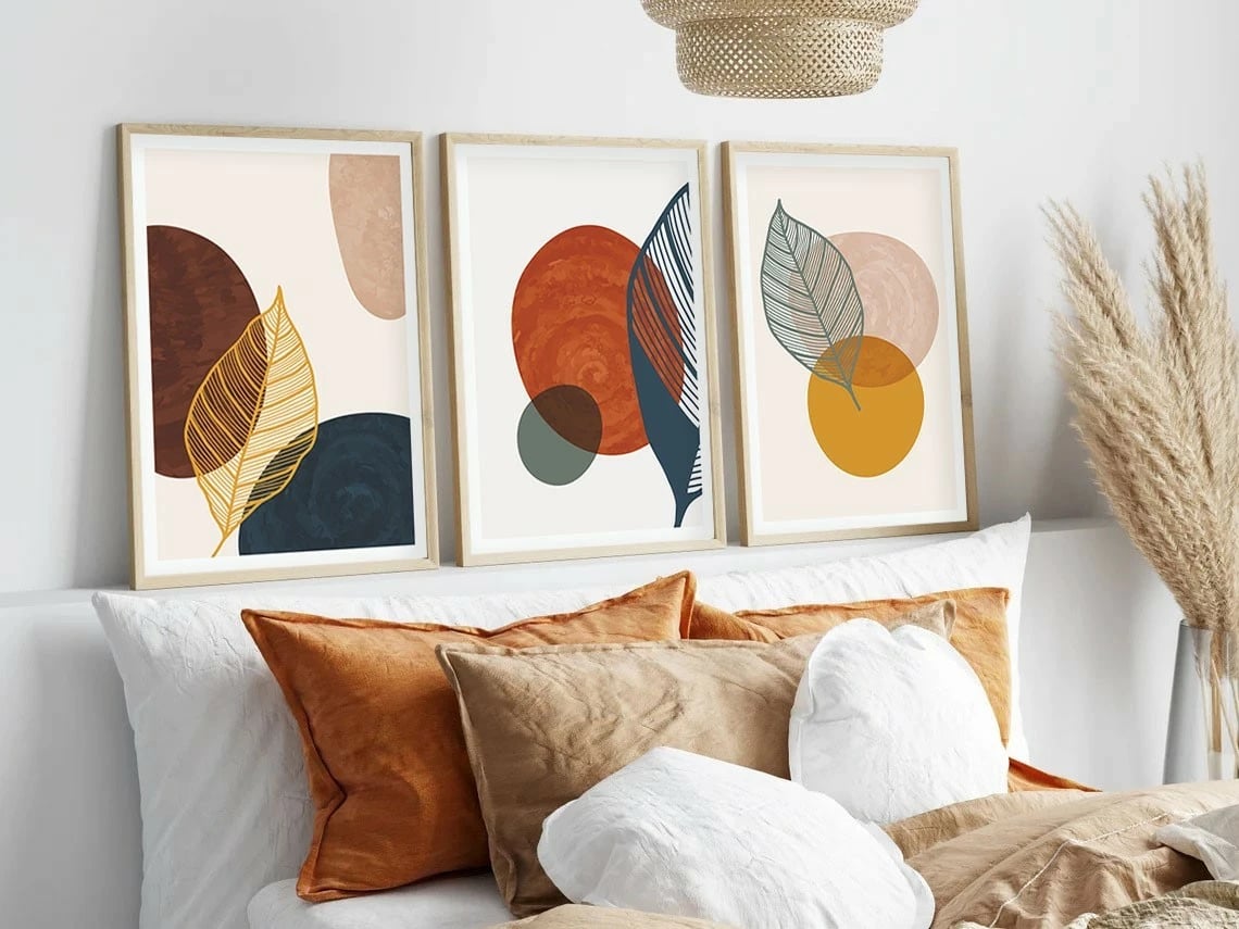 Pikturë dekorative me kornizë, 3 pjesë, Wallity, Huhu209, 50x70cm