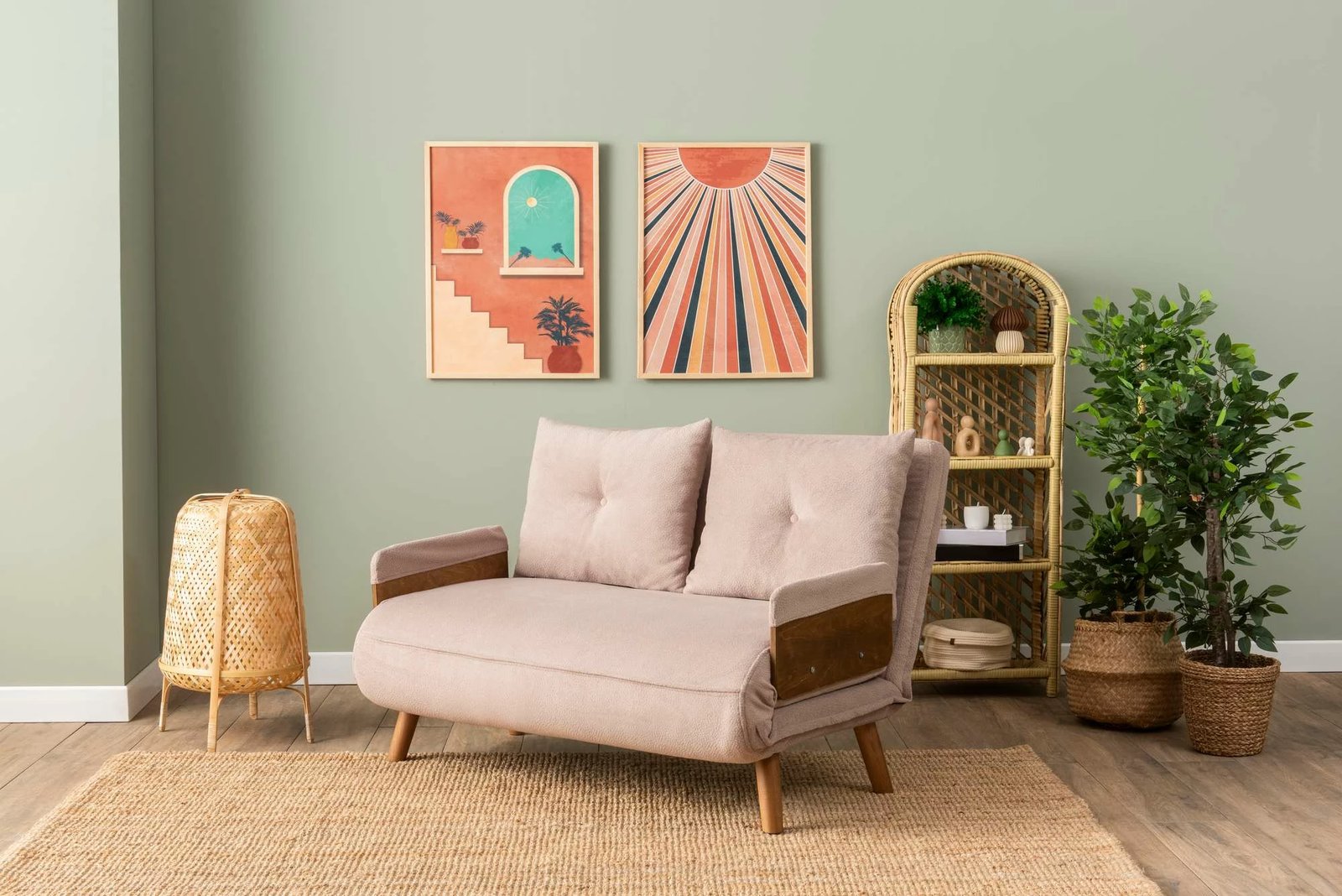 Divan-krevat dy ulëshe, Cosmo, ngjyrë mink, Atelier del Sofa