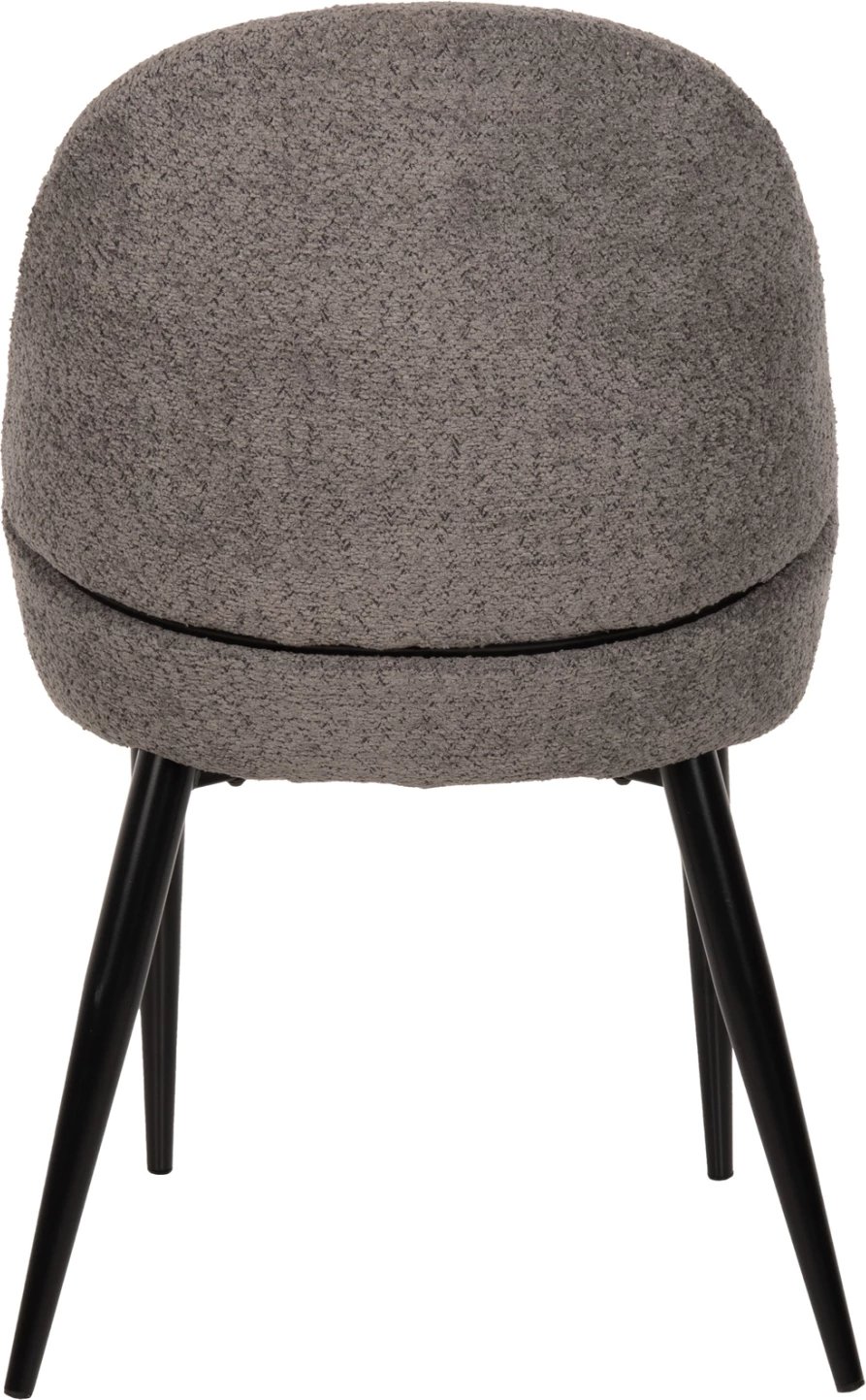 Karrige SARKY FH8585.01, pëlhurë boucle gri, këmbë metalike të zeza, 55x62x89H cm., set prej 2 copë