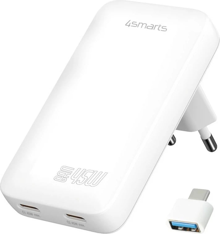 Karikues universal 4smarts 542045, 2x USB-C, GaN, 45W, i bardhë