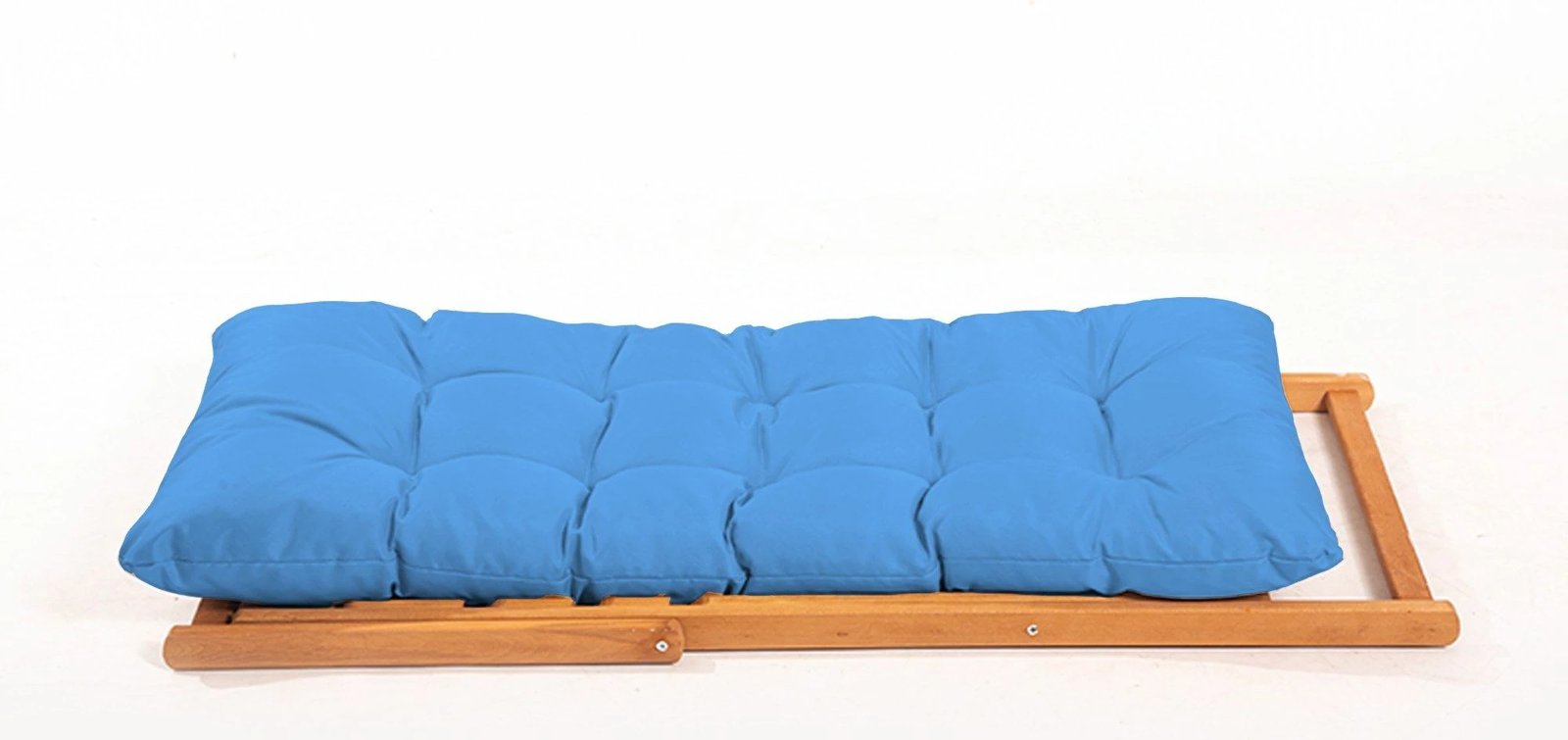 Tavolinë me karrige për terasë, dru ahu, ngjyrë natyrale dhe kaltër, 3 copë, My005