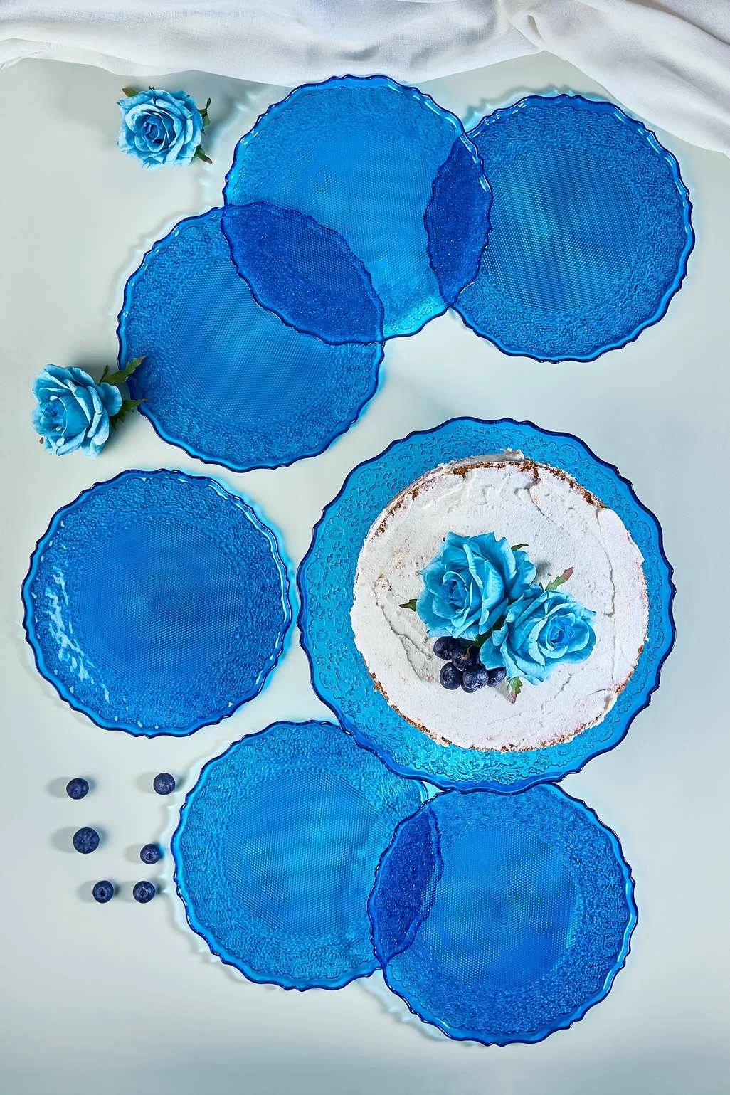 Set pjatash ëmbëlsirash (7 copë), Hermia Concept, Goblen7, ngjyrë kaltër