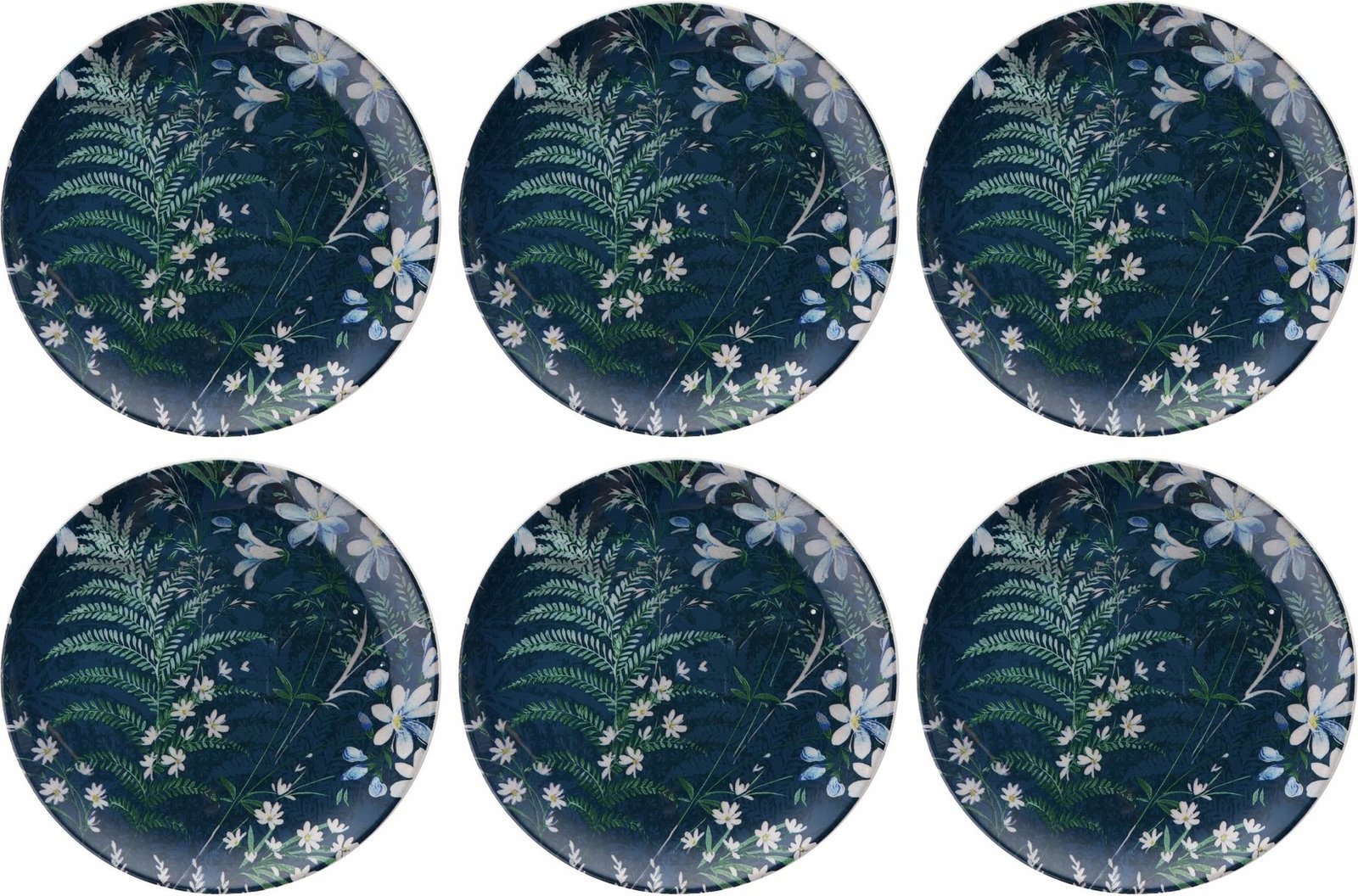 Set pjatash shërbimi (6 copë), Hermia Concept, ngjyrë e kaltër e errët, Serv Flover