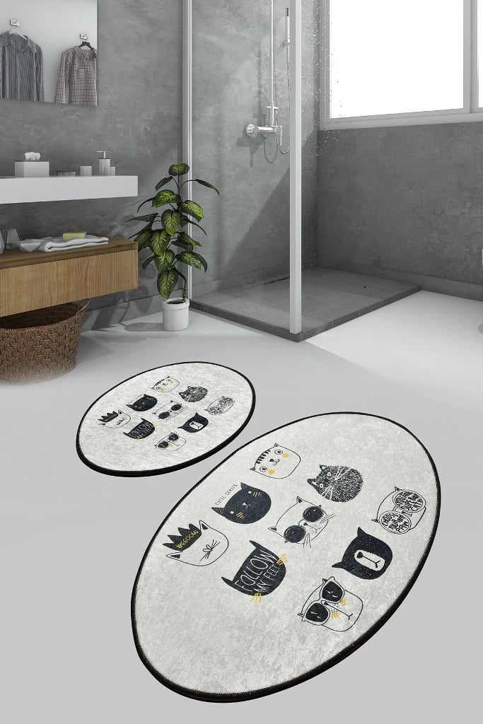 Set tapetash për banjo, 2 copë, Mijölnir, Cutie, ngjyrë e zezë dhe e bardhë