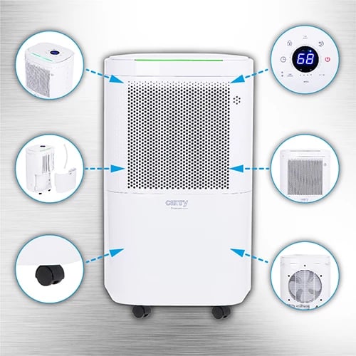 Largues lagështie kompresor, Adler CR 7851, kapacitet 10L/24h, depozitë 2.2L, ekran LED, timer 1-24h, i bardhë
