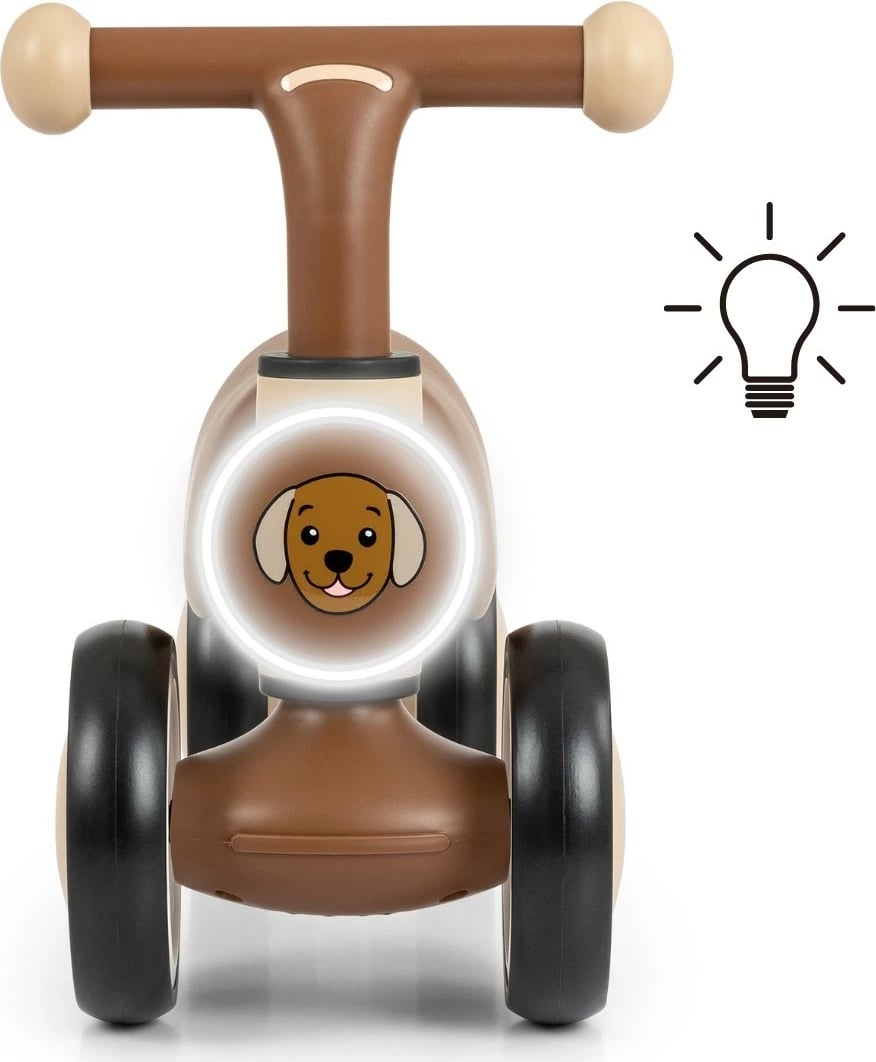 Ride-on për fëmijë, Milly Mally York 6480, 4 rrota, LED dhe tinguj, 12–36 muaj, ngarkesa 25 kg, bejzh (puppy)