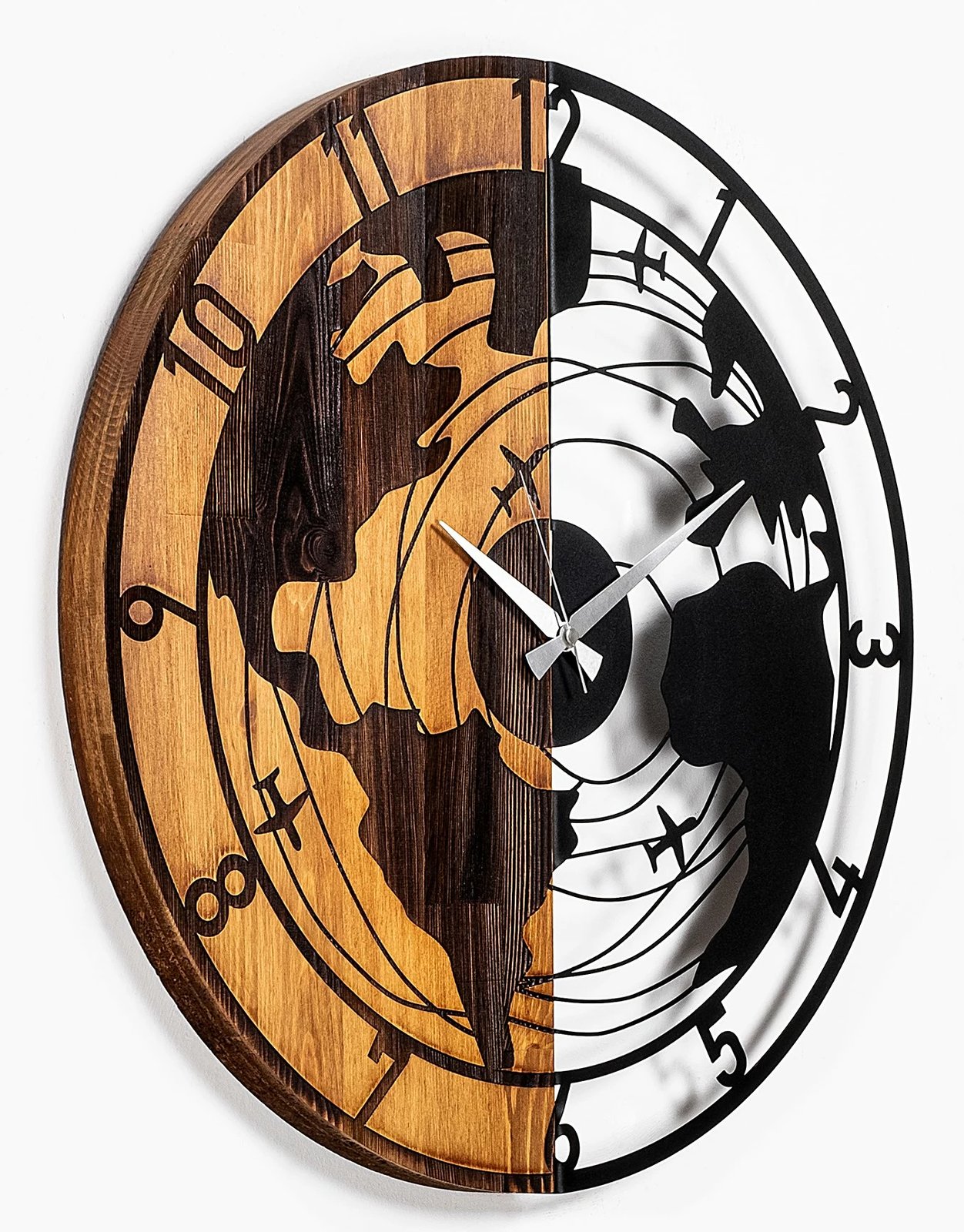 Orë muri dekorative prej druri, hartë bote, Wallity