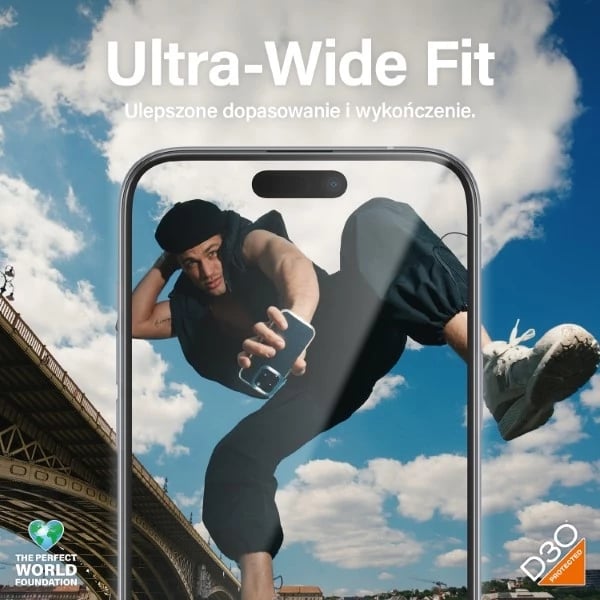 Xham mbrojtës PanzerGlass Matrix Ultra-Wide-Fit për iPhone 15 Plus, me aplikator