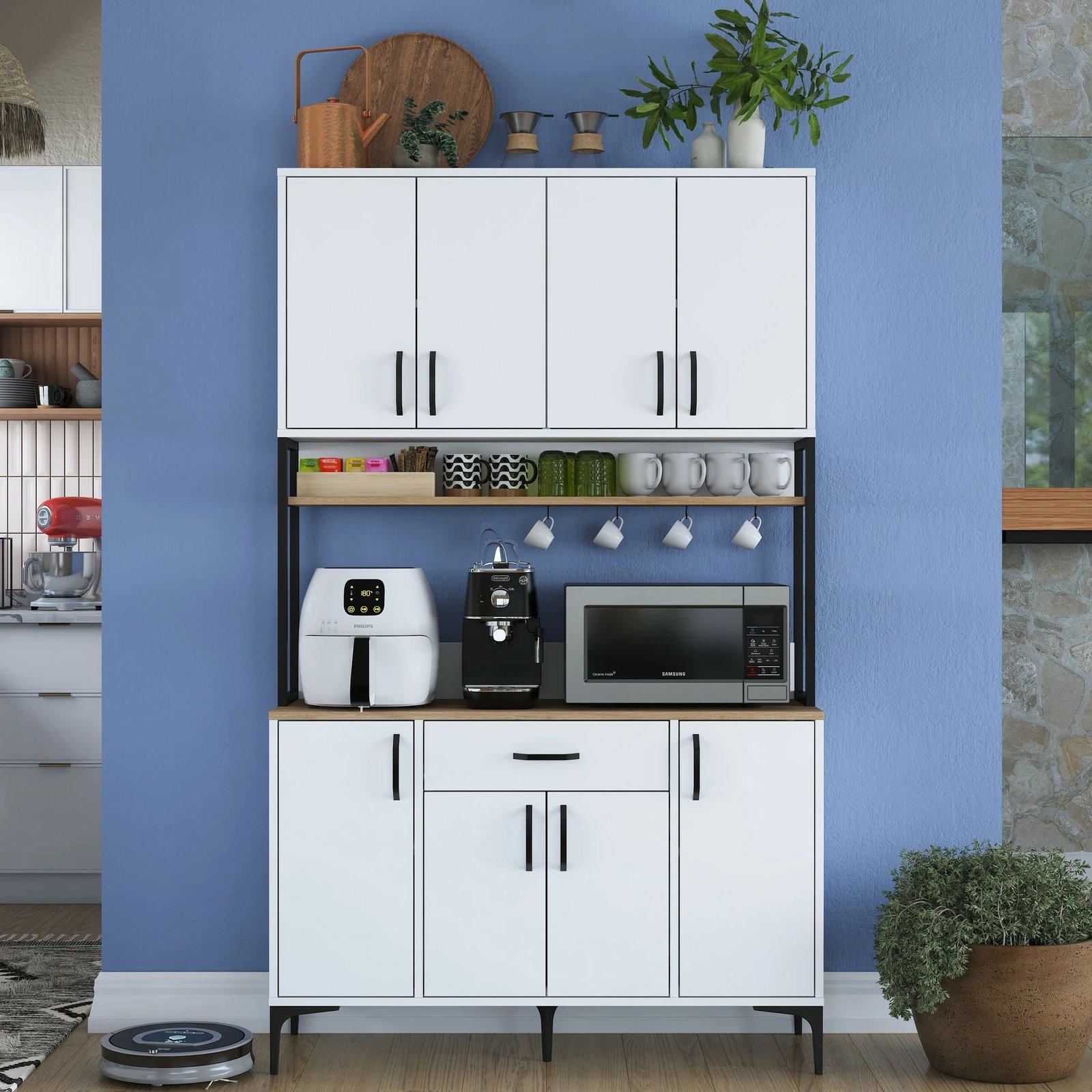 Dollap shumëpërdorimësh, ngjyrë arre dhe e bardhë, Skye Decor, JE127 - 3401