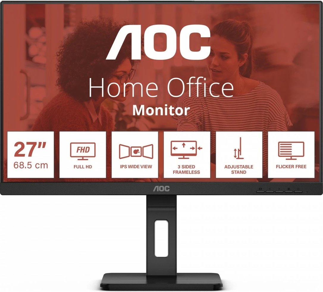 Monitor AOC 27E3QAF, 27", IPS, FHD, 75Hz, Pivot, Altoparlantë, i zi