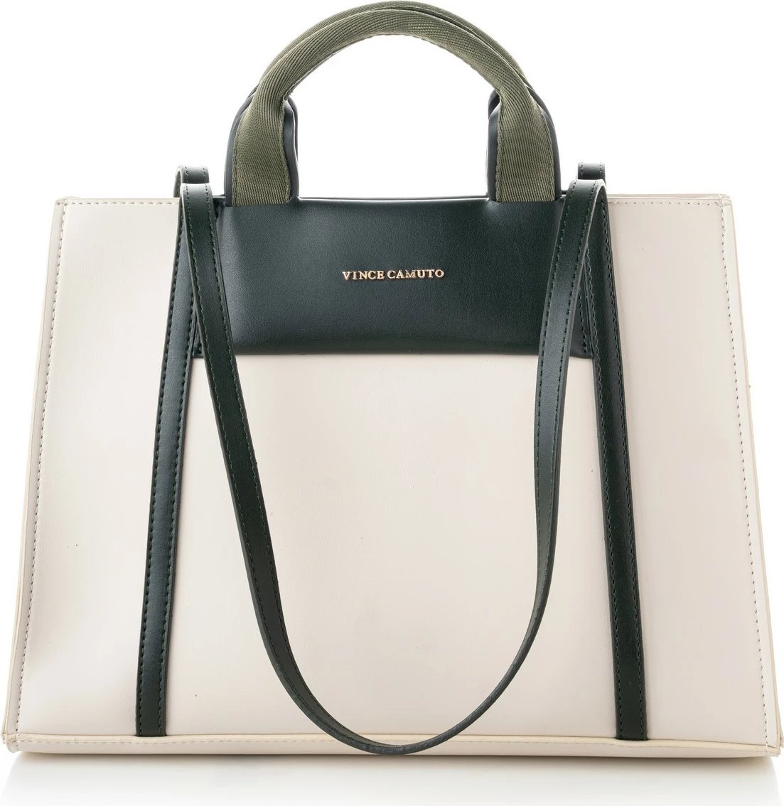 Tote bag Vince Camuto, Umbria, krem dhe e gjelbër e errët