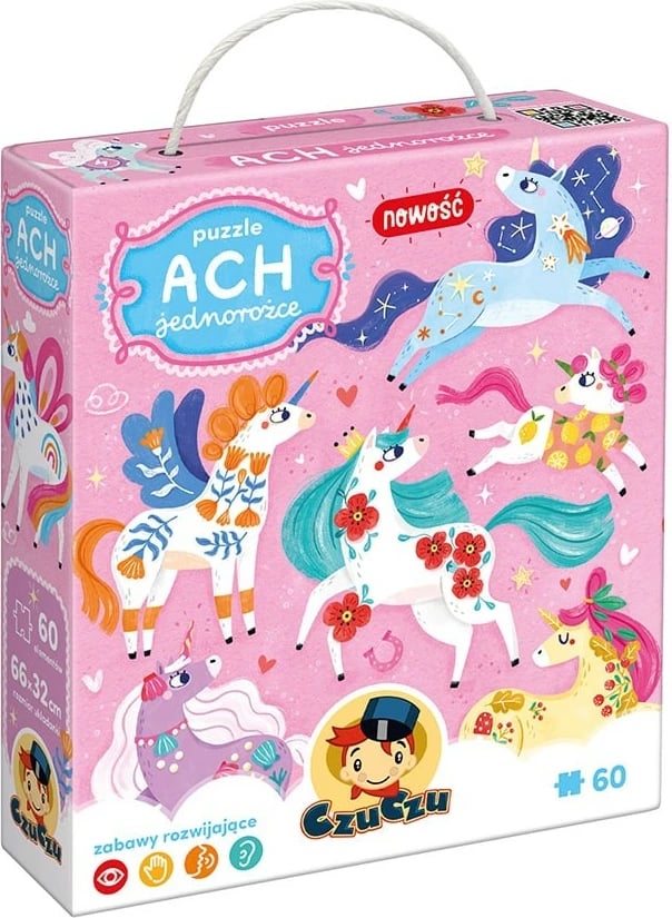 Puzzle CzuCzu Ach Unicorns, 60 pjesë, për fëmijë, shumëngjyrëshe