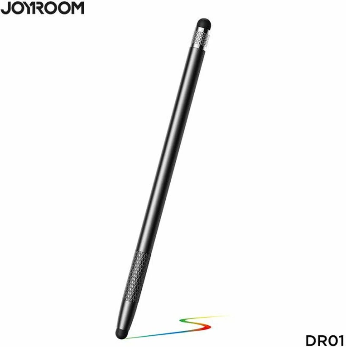 Stylus pasiv, Joyroom, JR-DR01, universal për celular e tablet, 2 maja të këmbyeshme, trup alumini, e zezë