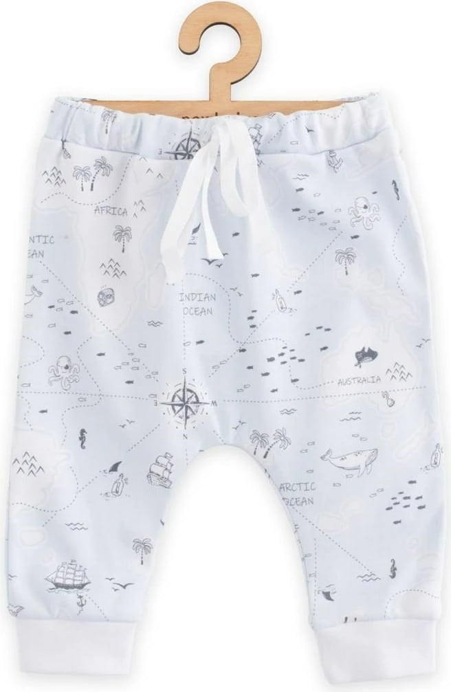 Pantallona jogger bebe, New Baby For Babies Ocean, 100% pambuk, madhësia 80 (9-12m), blu
