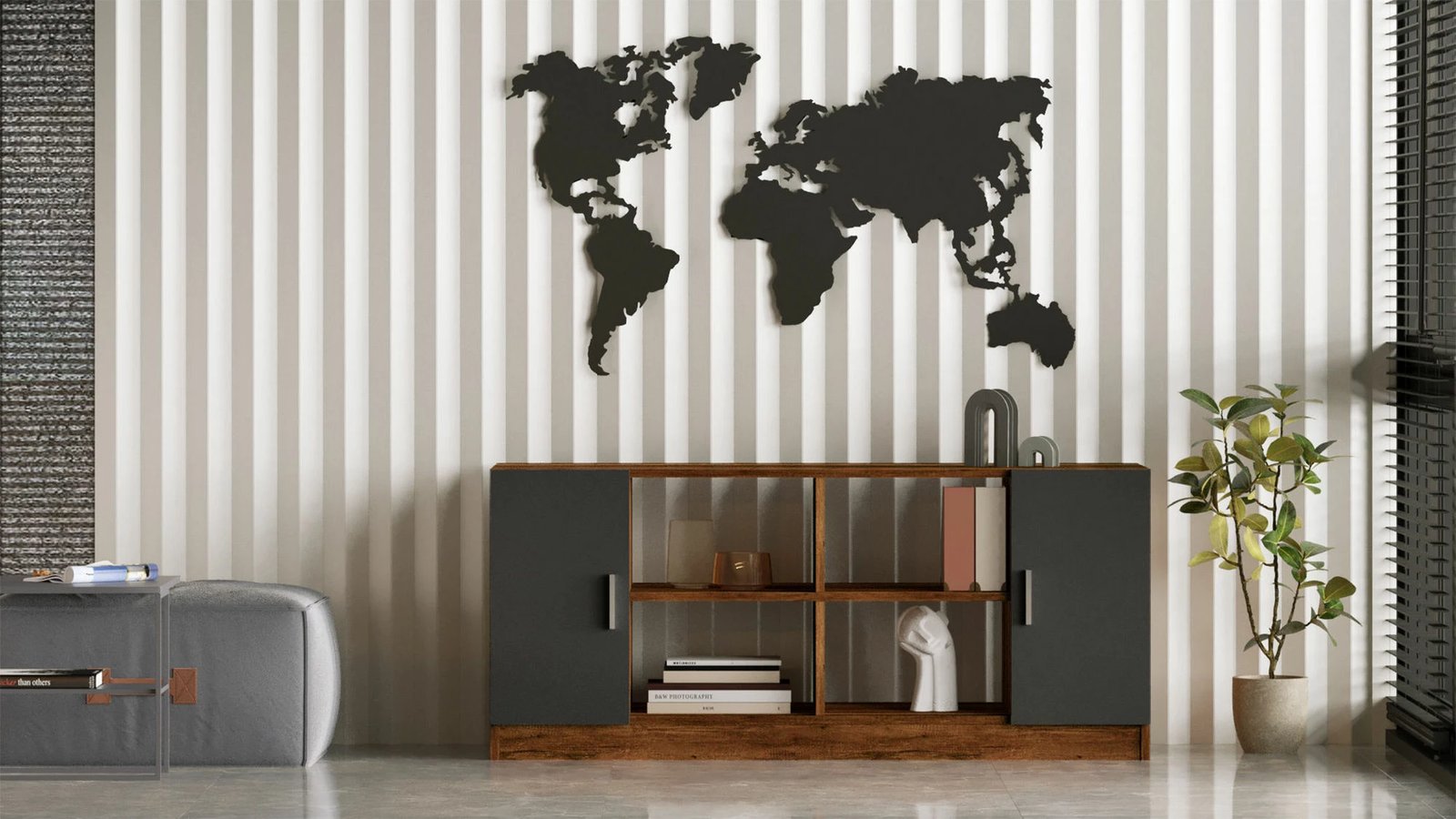 Dollap multifunksional, ngjyrë arr dhe antracit, Hanah Home, Vo6-Ba