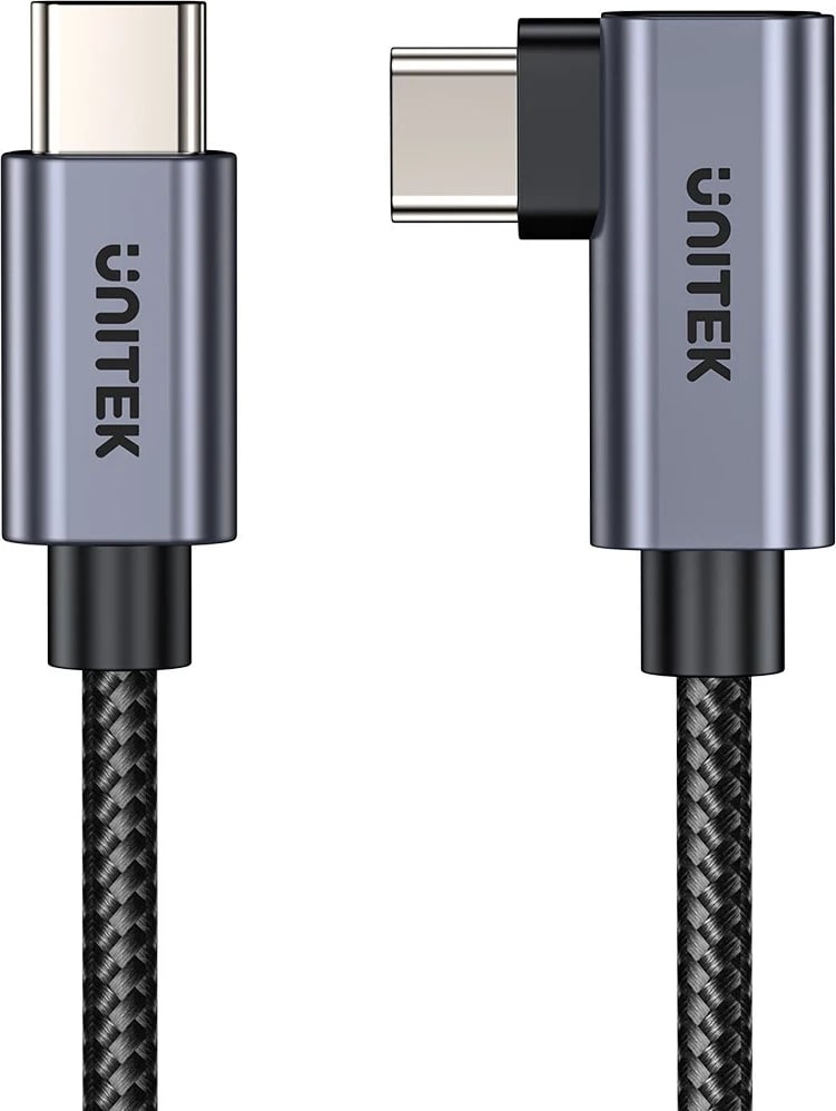 Kabllo Unitek USB-C me kënd 90° PD100W 0,5m, ngjyrë zi-hiri Kabllo Unitek USB-C me kënd 90° PD100W 0,5m, ngjyrë zi-hiri