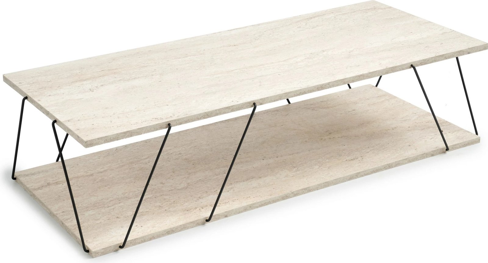 Tavolinë kafeje Skye Decor, Labranda, ngjyrë travertine, e zezë