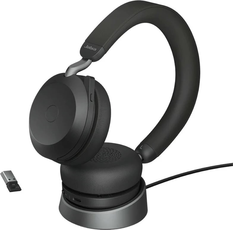 Kufje Jabra Evolve2 75, Bluetooth, me mikrofon, Noise Cancelling, UC, Stand, Zezë
