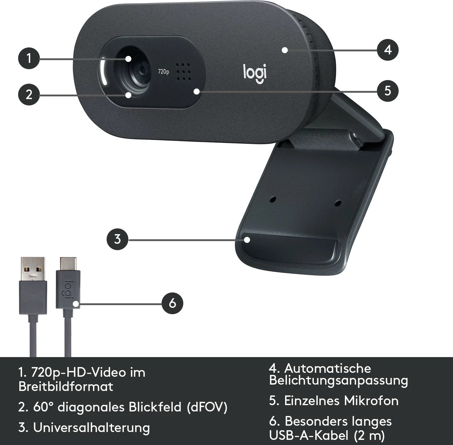Kamera Logitech C505 HD, 720p, USB, E zezë