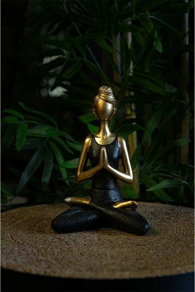 Figurë dekorative Vasanta, polirezine, ngjyrë ari e zezë, 14x9x19 cm