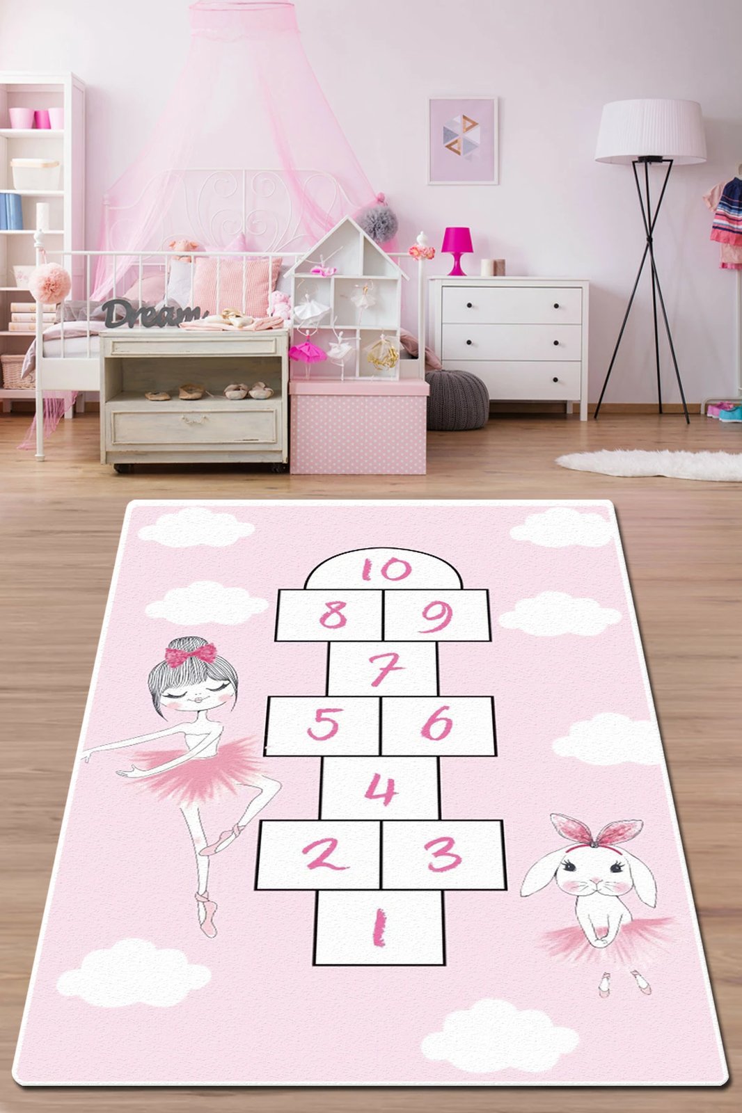 Qilim për korridor, dizajn hopscotch, shumëngjyrësh, 80x100cm, Campana DJT