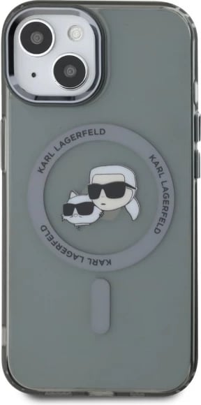 Mbështjellës Karl Lagerfeld KLHMP15SHLSKCK për iPhone 15 6.1", i fortë, MagSafe, i zi