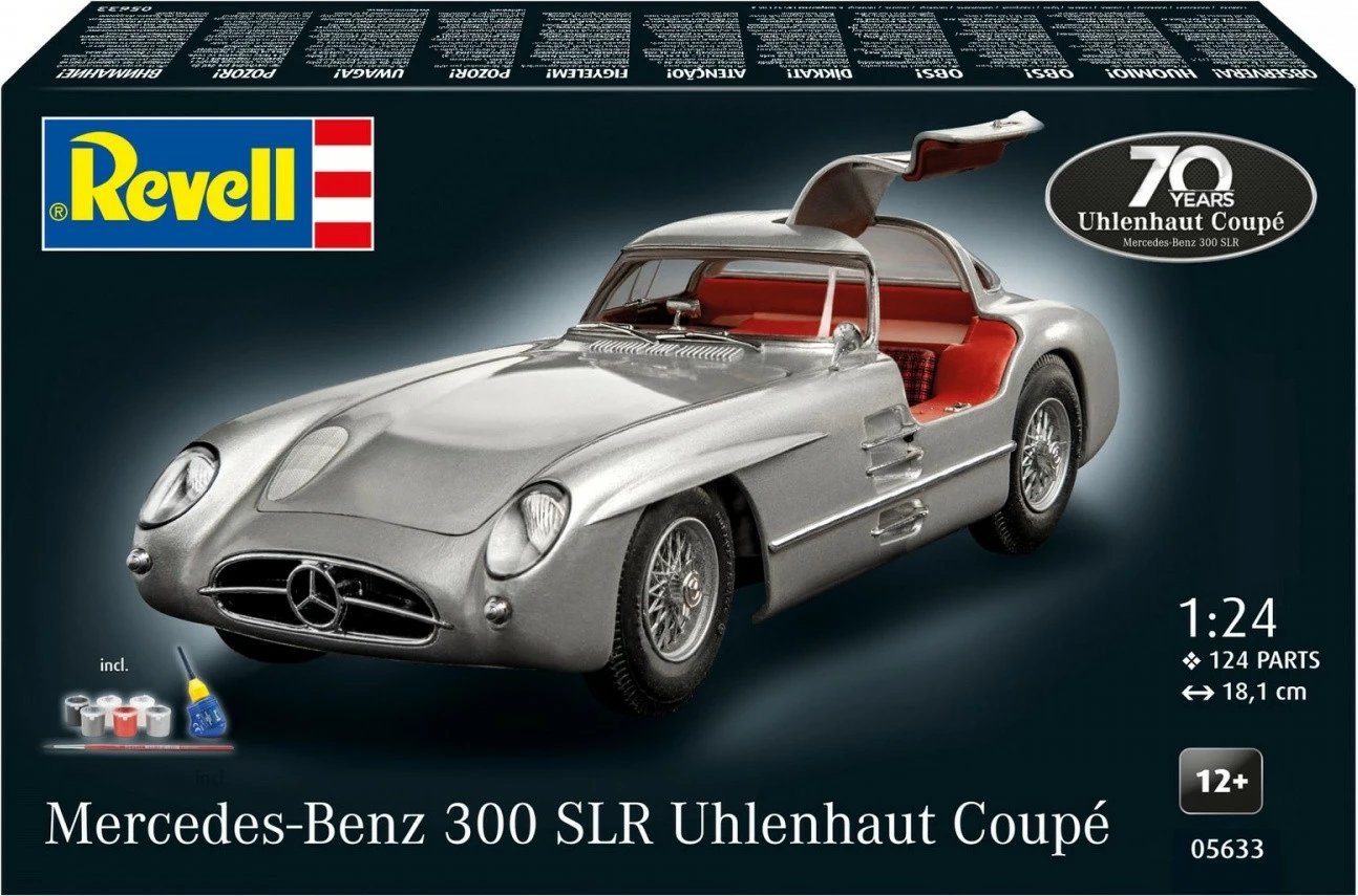 Set modelimi makine Revell Mercedes-Benz 300 SLR Uhlenhaut Coupé, 1:24, 124 pjesë, argjendtë