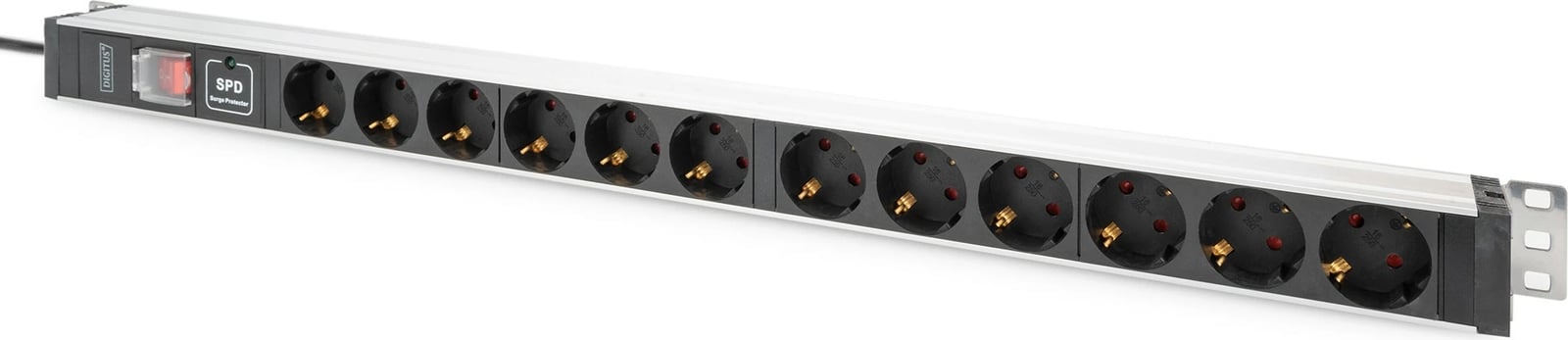 Prizë rack Digitus PDU 1U, 5x Schuko, 16A, alumini, mbrojtje nga mbingarkesa